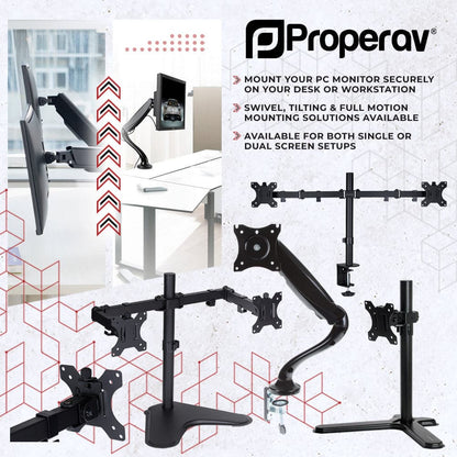 ProperAV Desk Monitor Mount 17" - 32" Dual Swing Arm VESA Max 100x100