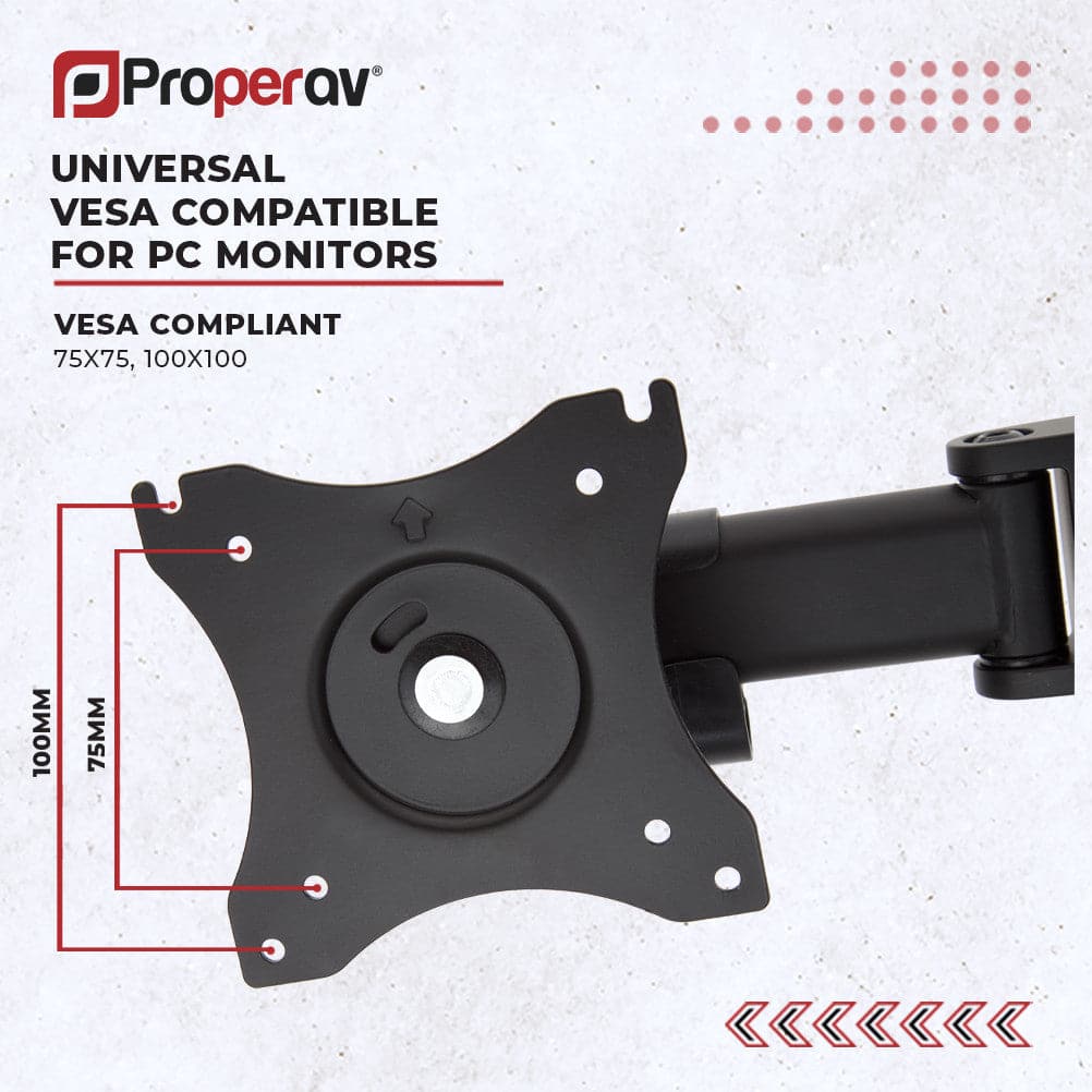 ProperAV Desk Monitor Mount 17" - 34" Dual Swing Arm Freestanding Base VESA Max 100x100