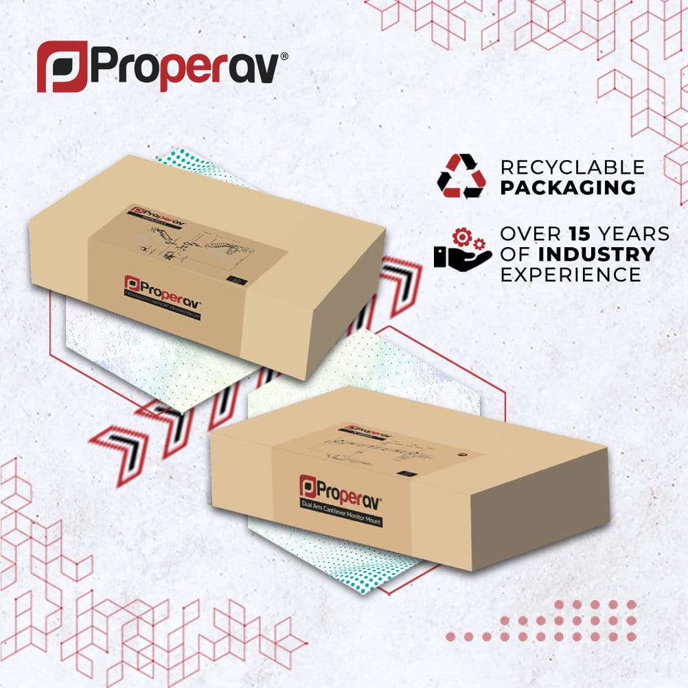 ProperAV Desk Monitor Mount 17" - 34" Dual Swing Arm Freestanding Base VESA Max 100x100