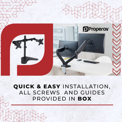 ProperAV Desk Monitor Mount 17" - 34" Dual Swing Arm Freestanding Base VESA Max 100x100