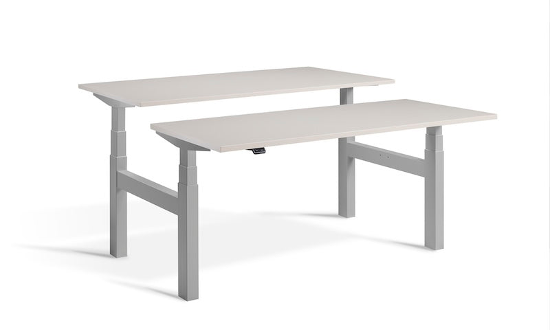 Lavoro Design Duo Adjustable Desk, Silver Frame, Solid Top