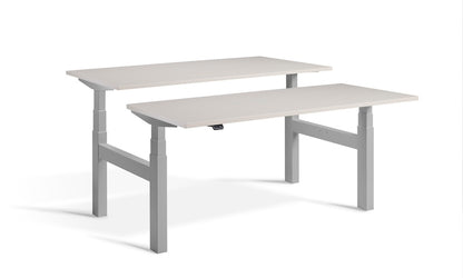 Lavoro Design Duo Adjustable Desk, Silver Frame, Solid Top