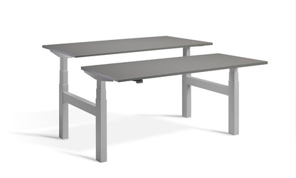 Lavoro Design Duo Adjustable Desk, Silver Frame, Solid Top