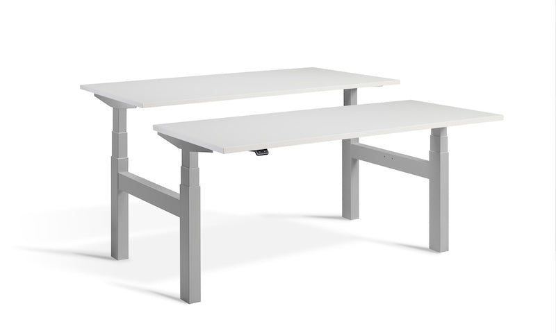 Lavoro Design Duo Adjustable Desk, Silver Frame, Solid Top