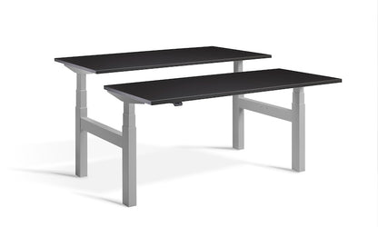 Lavoro Design Duo Adjustable Desk, Silver Frame, Solid Top