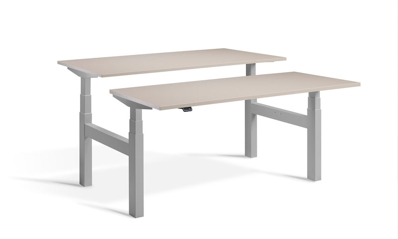 Lavoro Design Duo Adjustable Desk, Silver Frame, Solid Top