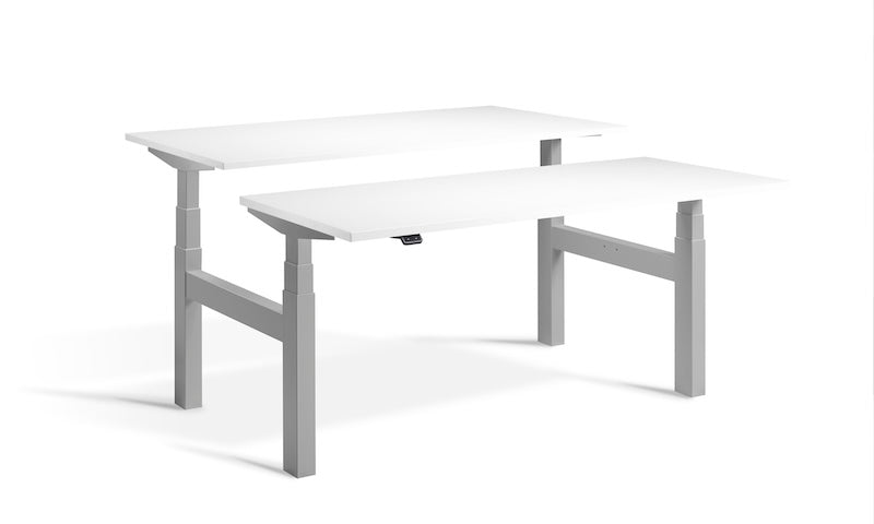 Lavoro Design Duo Adjustable Desk, Silver Frame, Solid Top