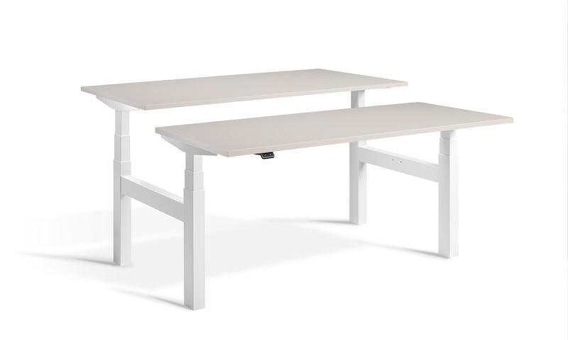 Lavoro Design Duo Adjustable Desk, White Frame, Solid Top