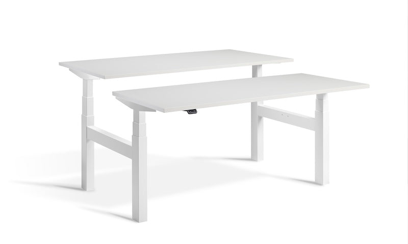 Lavoro Design Duo Adjustable Desk, White Frame, Solid Top