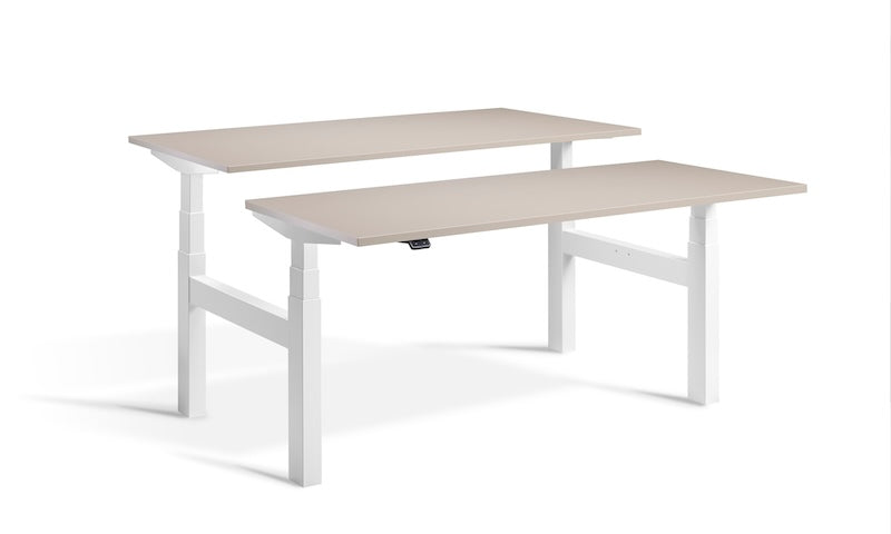 Lavoro Design Duo Adjustable Desk, White Frame, Solid Top