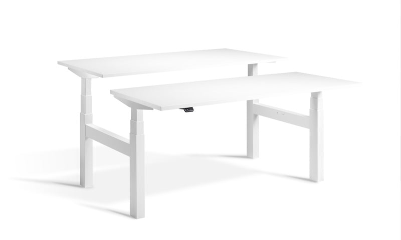 Lavoro Design Duo Adjustable Desk, White Frame, Solid Top