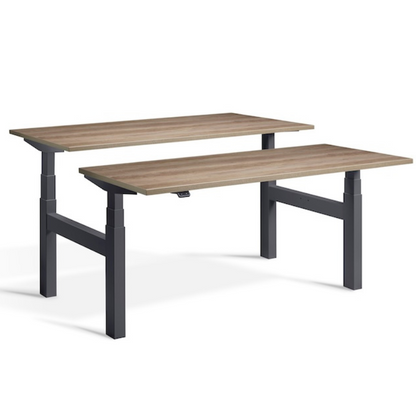 Lavoro Design Duo Adjustable Desk, Anthracite Frame, Woodgrain Top