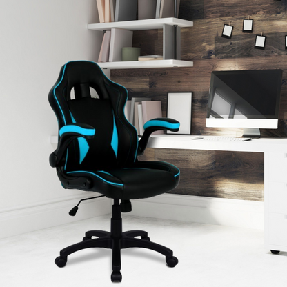 Nautilus Designs Predator Executive Ergonomic Gaming Style Office Chair with Folding Arms, Integral Headrest and Lumbar Support