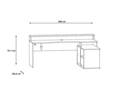 Flair Power W L Shaped Corner Gaming Desk