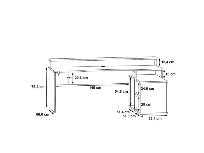 Flair Power W L Shaped Corner Gaming Desk