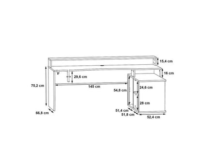 Flair Power W L Shaped Corner Gaming Desk